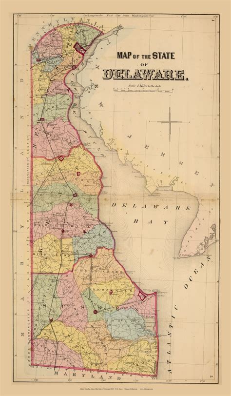 Delaware 1868 Old Map Reprint Delaware State Atlas Old Maps