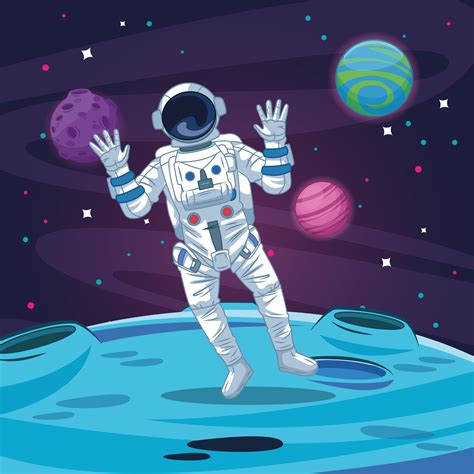 Astronaut In The Galaxy Cartoon 654954 Vector Art At Vecteezy