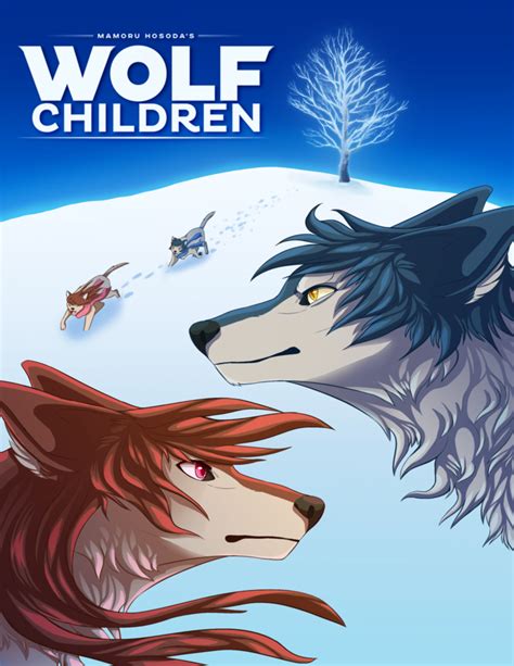 Wolf Children Yuki And Ame In Their Wolf Forms In The Snow Wolf