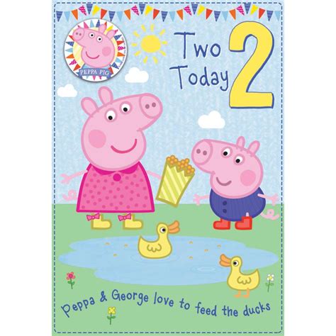 Peppa Pig 2 Today 2nd Birthday Card And Badge T Ebay