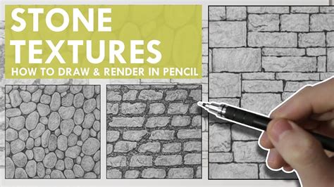 How To Draw And Render Realistic Stone Textures In Pencil Youtube