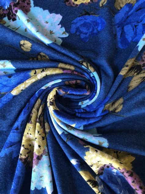 Lightweight Floral Knit Fabric 2 Way Stretch Knit 60 Wide Fabric