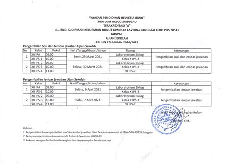 Maybe you would like to learn more about one of these? Jadwal Ujian Sekolah Tahun Pelajaran 2020/2021 - SMA Don Bosco Sanggau