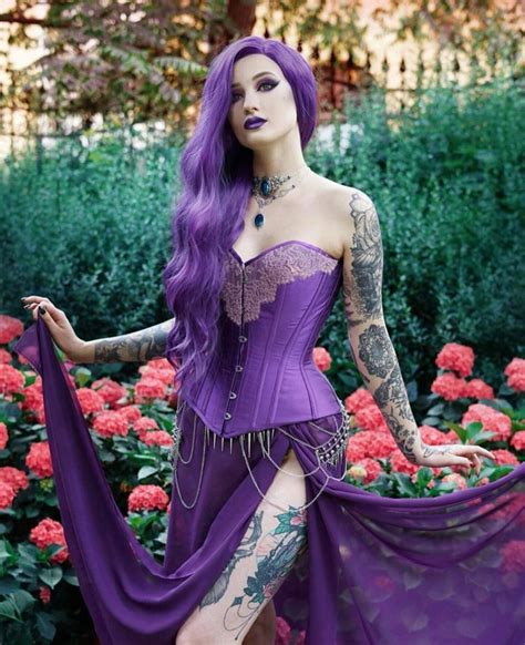 Dark Beauty Gothic Beauty Pink Purple Hair Steampunk Goth Model