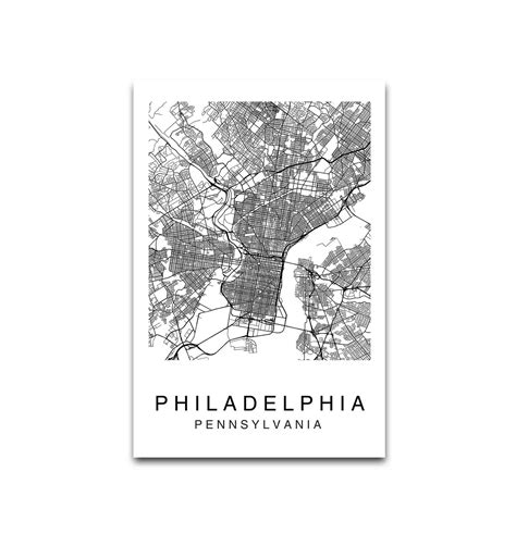 Philadelphia Map Philadelphia City Map Map Poster Map Etsy