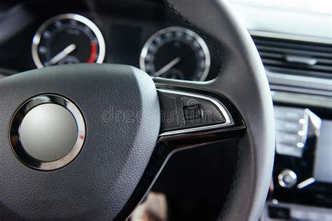 Modern Car Interior Dashboard And Steering Wheel Stock Photo Image Of