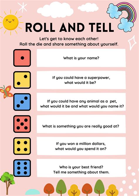 Roll And Tell Dice Game Ice Breaker Brain Break Back To Etsy