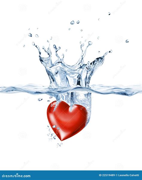 Shining Heart Splashing Into Clear Water Royalty Free Stock Images