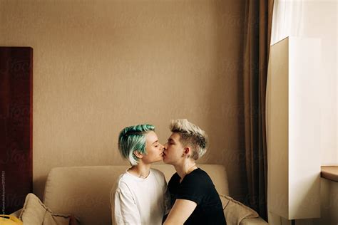 Lesbian Women Kissing By Stocksy Contributor Alexey Kuzma Stocksy