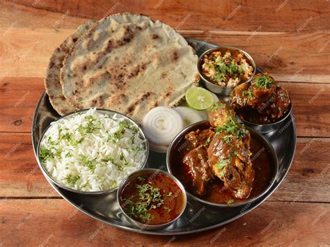 Premium Photo Special Chicken Thali From An Indian Cuisine Food