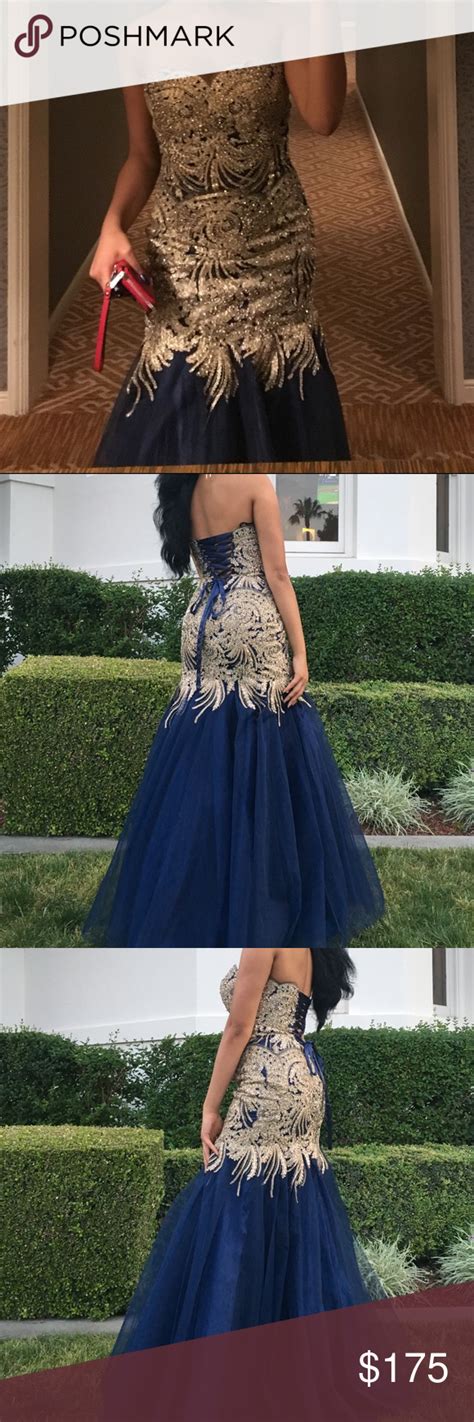 Also set sale alerts and shop exclusive offers only on shopstyle. Blue and Gold Prom Dress | Gold prom dresses, Mermaid ...