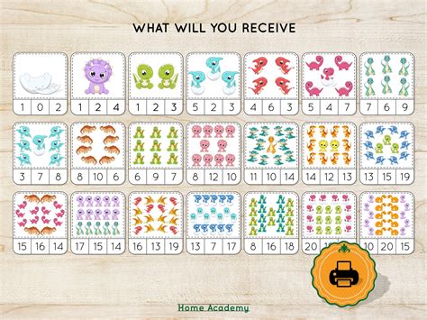 Dinosaur Math Cards Printable Counting Activities Count And Etsy