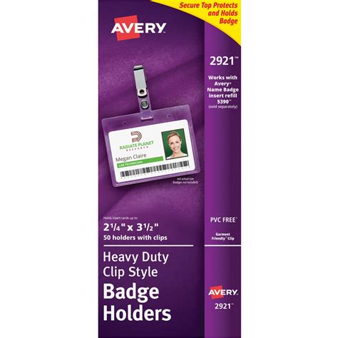Avery Clear Heavy Duty Clip Style Landscape Badge Holders 2 14 X 3 1