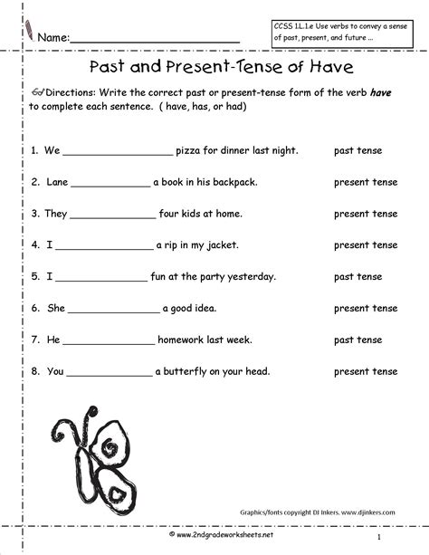 Present Tense Verbs Worksheets 4th Grade Simple Present Tense