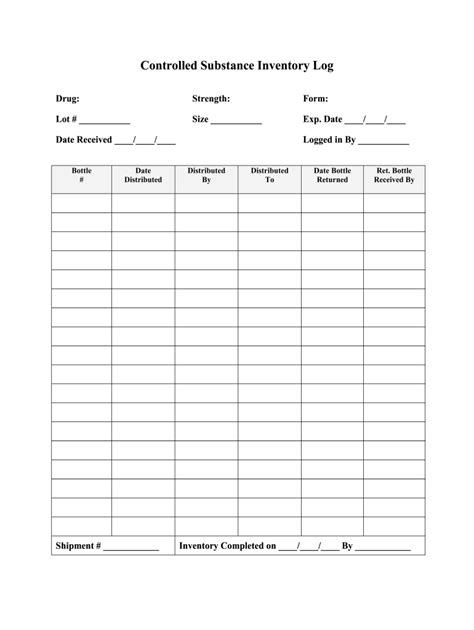Fillable Online Sample Controlled Substance Inventory Log Formdoc Fax