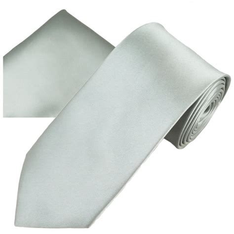 Plain Silver Men S Satin Tie Pocket Square Handkerchief Set From Ties