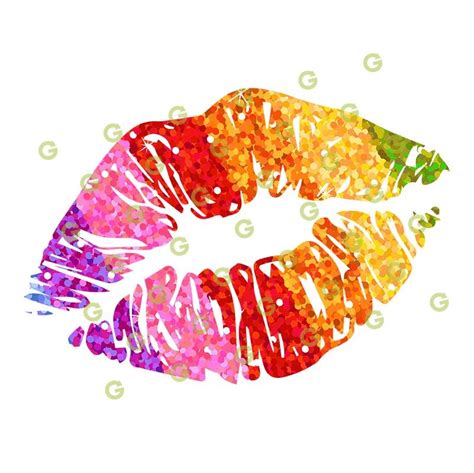 Rainbow Glitter Kiss Lips Svg Svged