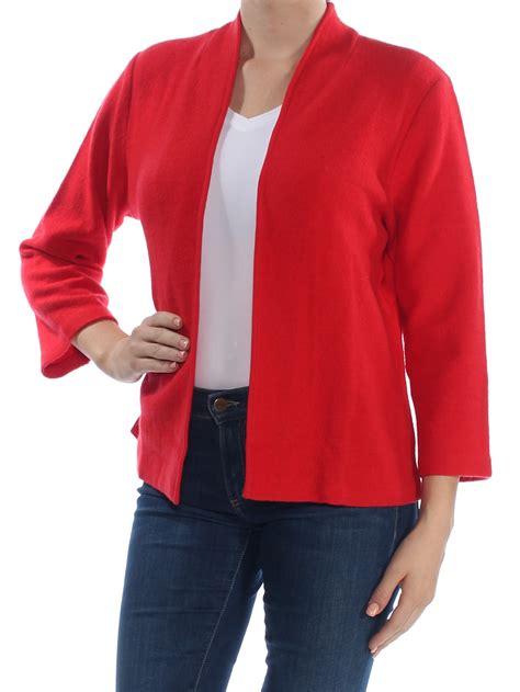 Anne Klein Womens New 1553 Red Open Cardigan Casual Sweater M Bb Ebay