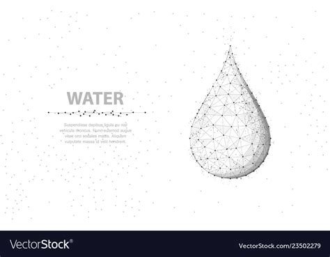 Drop Abstract 3d Wireframe Water Drop Isolated On Vector Image