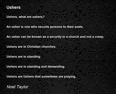 Ushers Ushers Poem By Brian Taylor