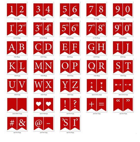 Red Printable Alphabet Banner Red A Z Letters And Numbers Etsy