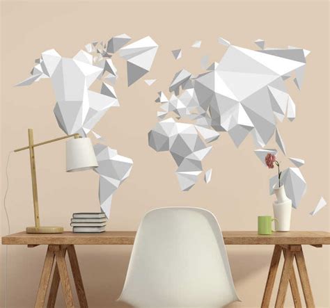 Origami World Map Wall Mural Tenstickers