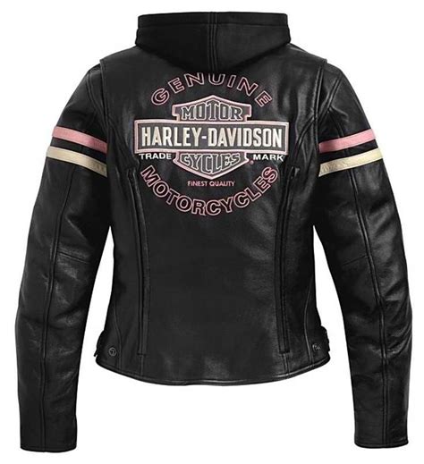 Womens Pink Logo Leather Jacket Harley Davidson Jacket Harley