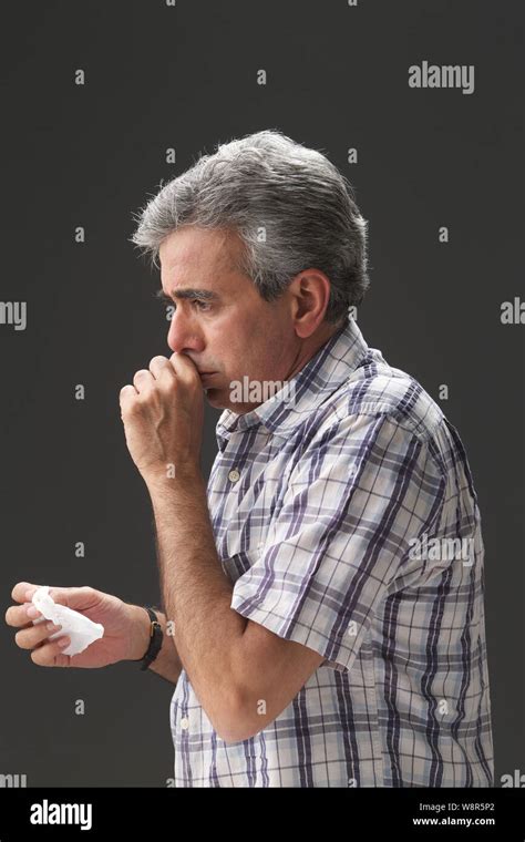 Senior Man Coughing Stock Photo Alamy