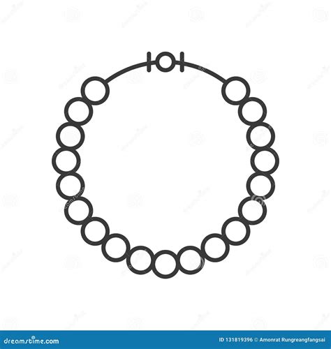 Pearl Or Beads Necklace Outline Vector Icon Stock Vector