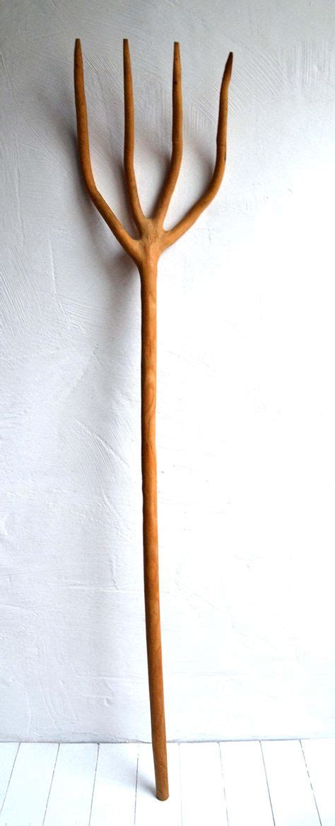 Large Rustic Antique Wooden Hay Fork Primitive Farm Hand Tool Pitchfork