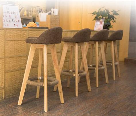 2pcsbar Stool Modern Minimalist Home Solid Wood High Stool Bar Stool Bar Chair Leisure Back