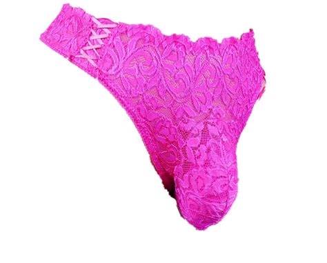 Buy Sissy Pouch Panties Mens Silky Lace Thong Briefs Bikini Underwear