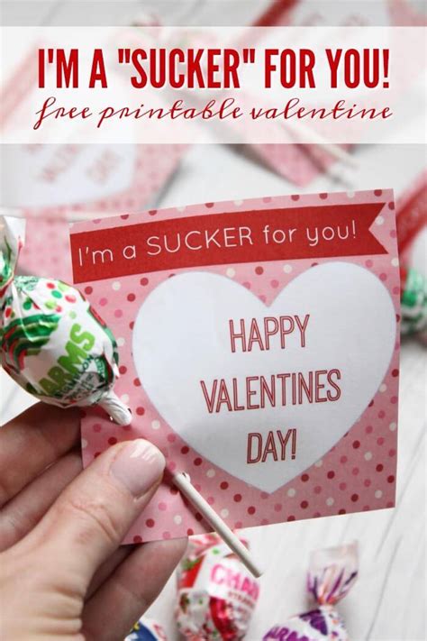 Kids Printable Valentines Using Suckers
