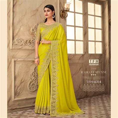 Yellow Homecoming Saree Design Sri Lanka Online Saree Shopping