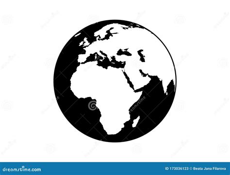 World Planet Earth Black Silhouette Icon Vector Stock Vector