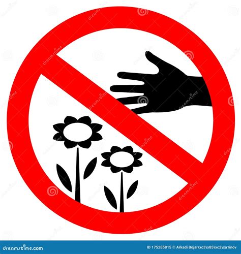 Stop Do Not Pluck Flowers Sign Silhouette Cartoon Vector