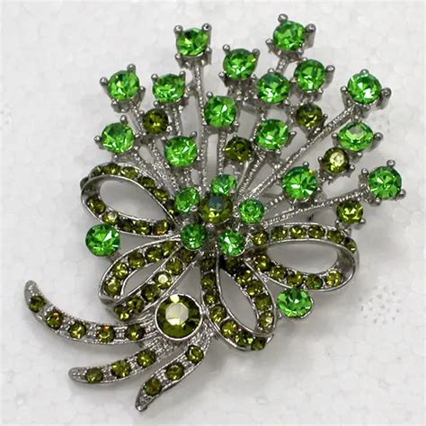 Green Rhinestone Flower Pin Brooches Fashion Jewelry T C2152 K In Brooches From Jewelry