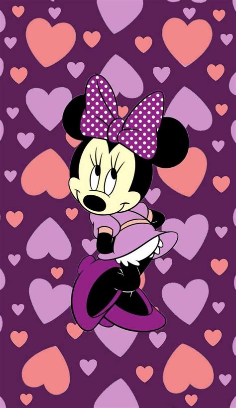 Minnie Mouse With Hearts In The Background