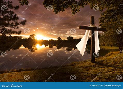 Beautiful Photo Illustration Of An Easter Morning Sunrise On A Cross By