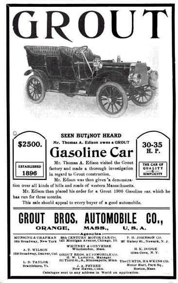 1906 Grout Advert Advertising History Automobile Advertising