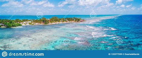 Aerial Drone View Of South Water Caye Tropical Island In