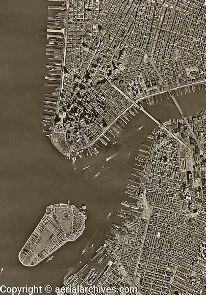 Historical Aerial Photo Map Of Lower Manhattan Western Brooklyn And