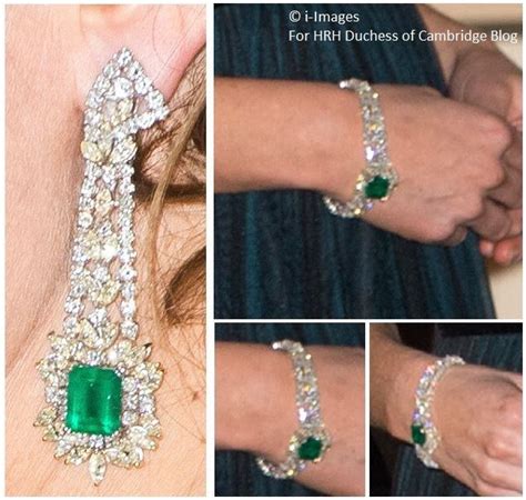 Hrh Catherine Duchess Of Cambridge Emerald And Damond Earrings And