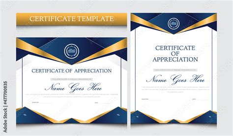 Certificate Of Appreciation Design Blue And Gold Certificate Of