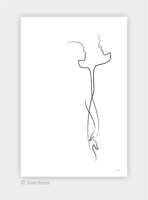 Romantic Couple Art Print Minimalist Line Drawing Of A Man And Woman