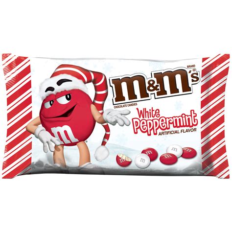Mandms Holiday White Peppermint Chocolate Candy 8 Oz