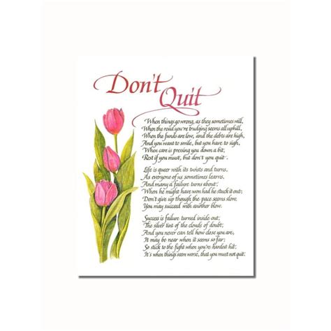 Dont Quit Motivational Poem Flowers Wall Picture 8x10 Art Print
