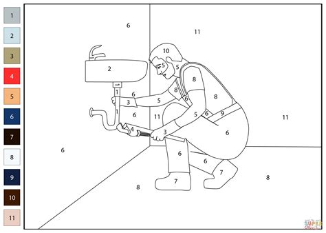 Plumber Color by Number | Free Printable Coloring Pages