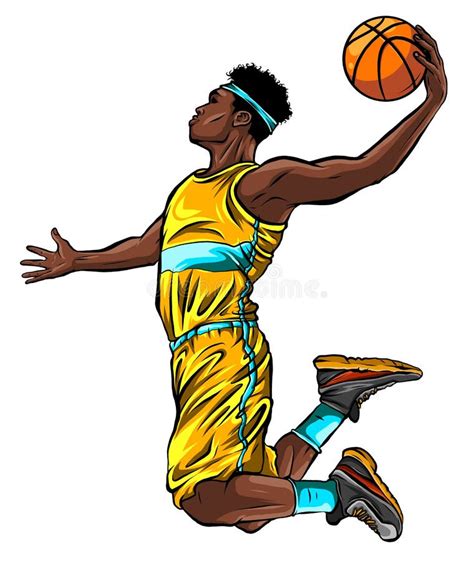 Cartoon Basketball Player Is Moving Dribble With A Smile Vector Stock