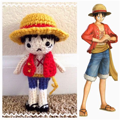 Monkey D Luffy One Piece Amigurumi Crochet Doll Japanese Anime